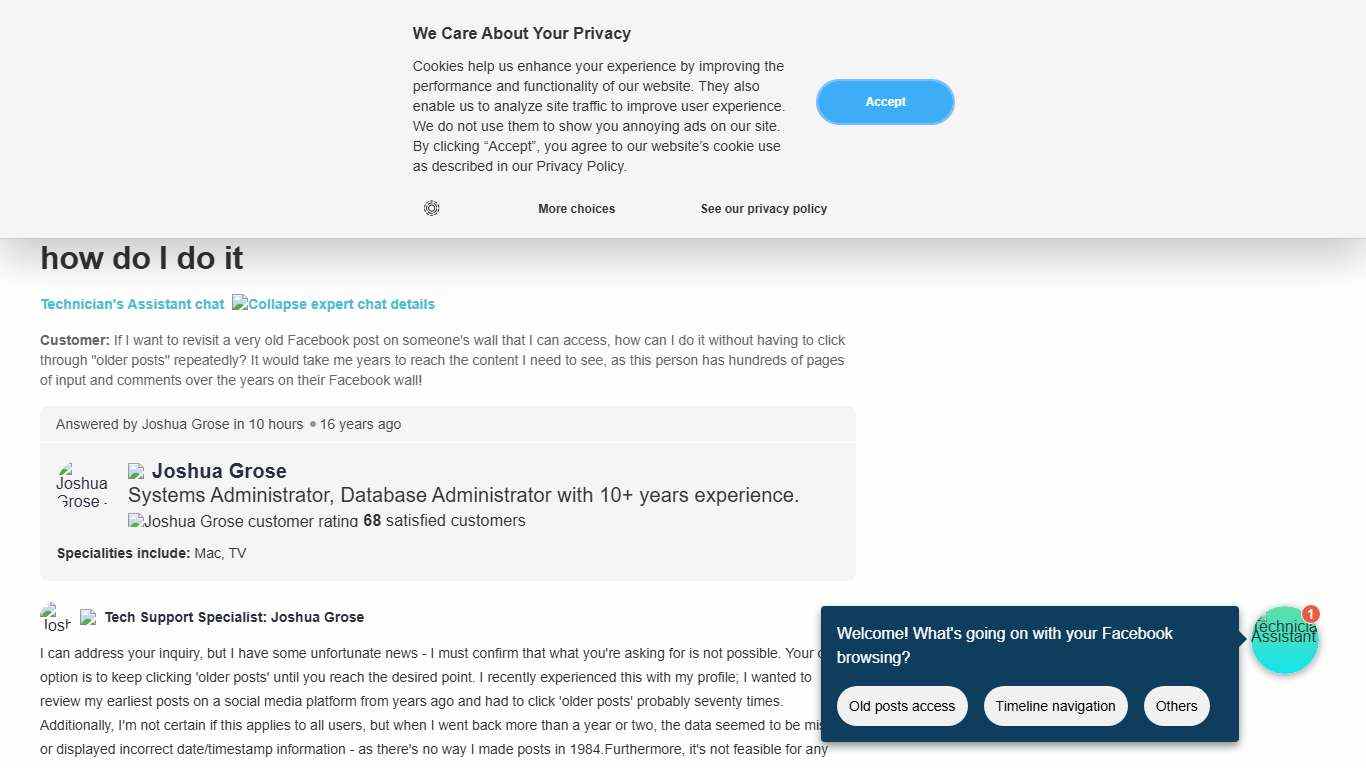 If I want to go back and view a very old Facebook post on someone's Facebook wall that I have access to, how do I do it
